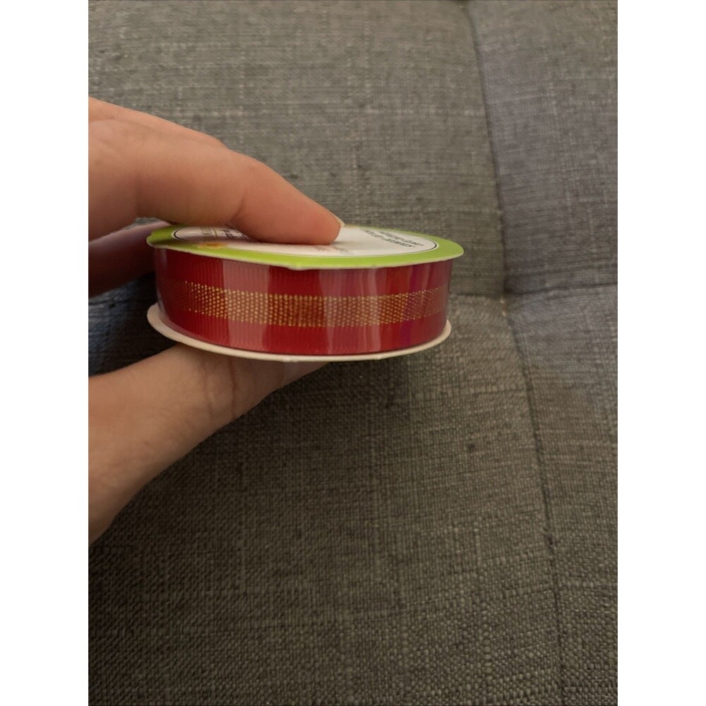 Floral Garden Grosgrain Metallic Stripe Ribbon 5/8 in x 15 Ft 5 Yards